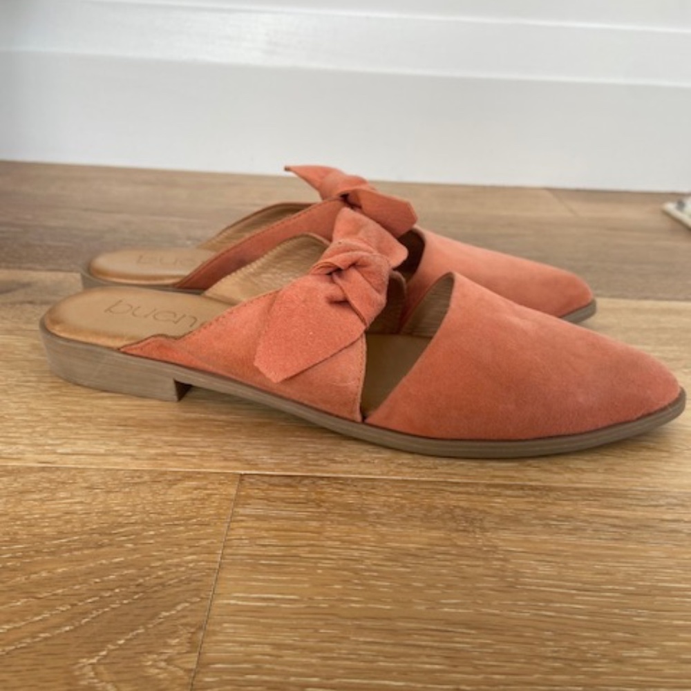 New Bueno Orange Suede Slides Size 7